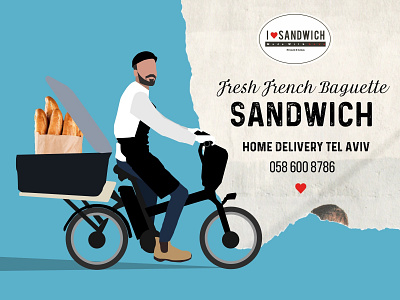The Sandwich Guy baguette branding charachterdesign delivery service design digital painting digitalart flat illustration sandwiches takeaway ui vector