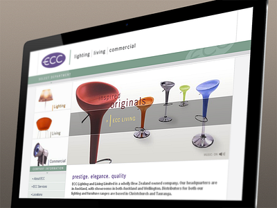 ECC Lighting b2c brochure site design flash animation lighting photo touch up