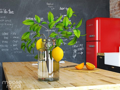 Kitchen lemon tree in 3d 3d 3ds architecture art max render visualization vray
