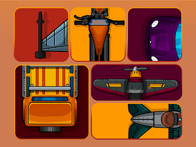 Vhicles | Game Assets art cars game art game ui graphic design motorcycle planes ui ui assets vector vehicles