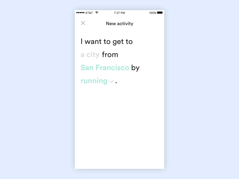 Running app / Starting a new activity animation app conversational form fitness ios microinteractions mobile motion ui user experience user interface ux