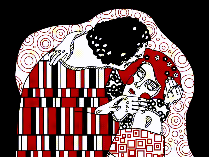 The Kiss (Klimt) character girl kiss klimt love man red