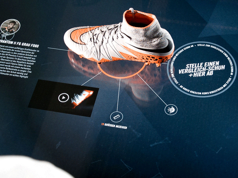 Nike Footwear Table installation interactive interface table