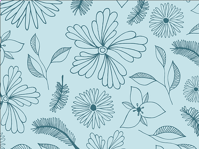 Pattern Design for Creative Skinny blue floral flowers illustration leaves organic pattern