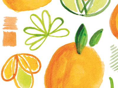 Saved by the Buoyancy of Citrus citrus green orange painting pattern watercolor