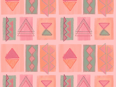 Try Some Angles geometric moroccan orange pattern pink seamless pattern teal