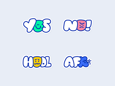 Crypto Text Stickers afk character character design editorial hand drawn hodl illustration illustrator minimal no sticker text vector yes