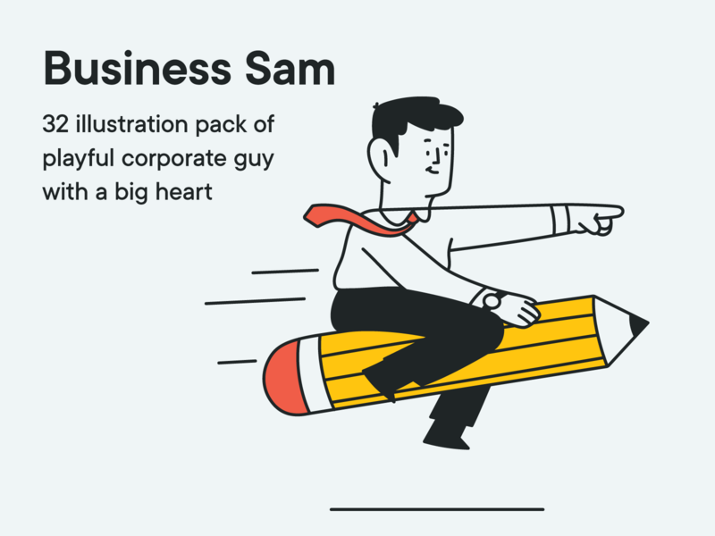 Business Sam is OUT! business corporate corporation drawing editorial hand drawn illustration illustration pack illustrator minimal office shirt startup tie vector