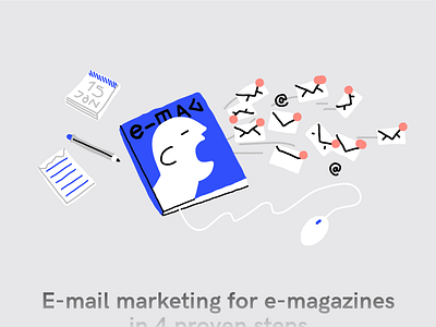 E-mail marketing for e magz clean drawing editorial email flat illustration illustrator line magazine marketing minimal vector