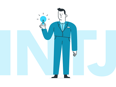 INTJ Personality Type brilliant charachter charachter design drawing editorial flat idea illustration intj lightbulb mbti minimal person personality type suit vector