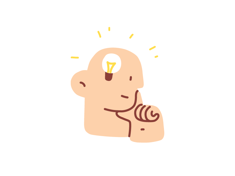 Creative Thinker brain character clean creativity drawing hand hand drawn idea illustration illustrator lightbulb make it pop minimal thinker thinking vector