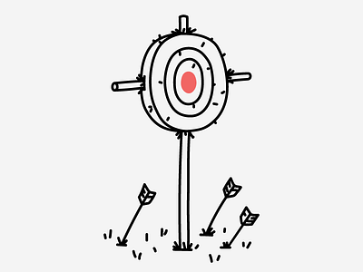 Creative Warm Up archery bow and arrow clean drawing dungeons and dragons editorial fantasy hand drawn illustration illustrator line make it pop medieval minimal target practice the quest vector warm up