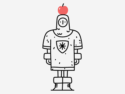 First Quest apple on head archer archery bow and arrow character clean drawing dungeons and dragons editorial fantasy hand drawn illustration illustrator knight line make it pop medieval minimal vector
