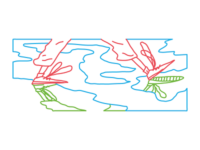 RGB Walking in the Rain character clean drawing editorial feet flat hand drawn illustration illustrator line minimal puddle rain rain drops rainbow rainy red green blue rgb vector walking