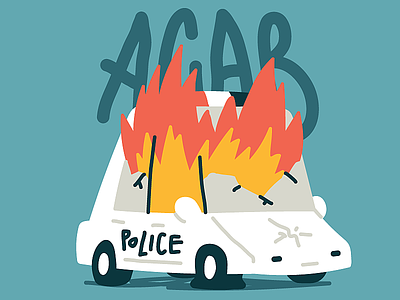 ACAB 1312 acab burning drawing fire flat hand drawn illustration illustrator line minimal police car sticker sticker design sticker mule stickers vector