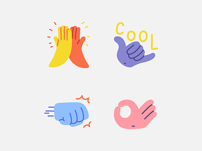 Handy Hands - Snapchat stickers character drawing editorial flat gesture gestures hand hand drawn high five illustration illustrator minimal ok hand sign punch snap snapchat sticker sticker pack stickers vector