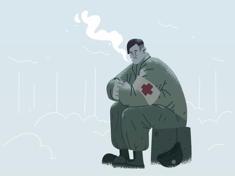 Eugene Roe - Band of Brothers band of brothers character drawing hand drawn illustration illustrator line medic smoking snow soldier soldiers us army vector war winter world war 2 world war ii ww2