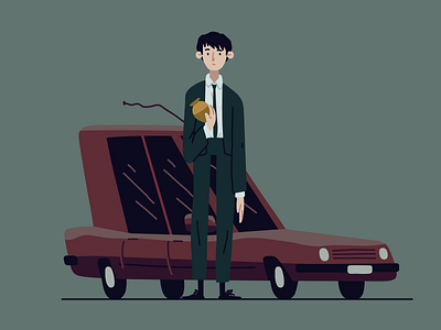 James - The End of the F***ing World car character drawing flat gold urn hand drawn illustration illustrator james line netflix show suit the end of the world urn vector