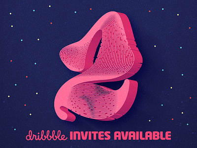 2 Dribbble invites to give away 3d art clean font graphicdesign invitation invites lettering logo type typography vector