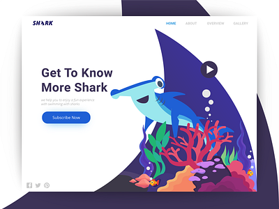 Shark Illustrations Header design illustration landing page shark vector