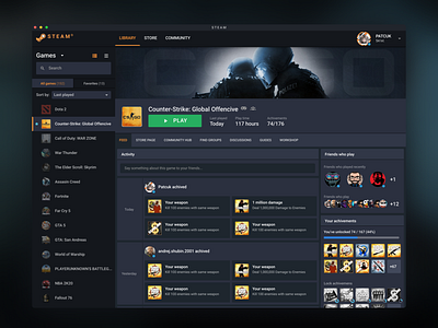 Valve: Steam app app design desktop gamedesign steam ui ux