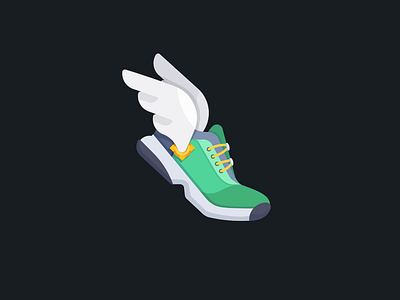 Hermes sport shoe icon after effect design flat flying graphic design greek god green hermes icon illustration loader loading logo motion icon shoes ui animation ui motion vector wings