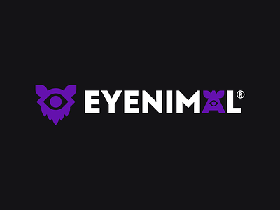 Eyenimal logo animal logo brand branding design eye logo eyes logo graphic design illustration logo monster logo purple purple logo vector visual identity