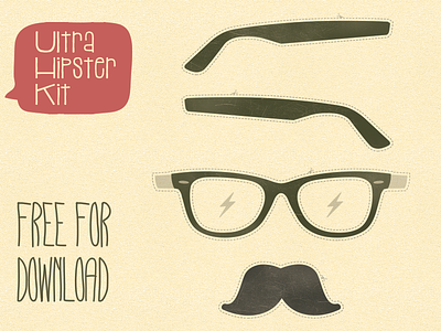 Hipster Kit aerolab argentina cut out cutout download free glasses hipstekit hipster illustration kit mustache psd template thunder vector