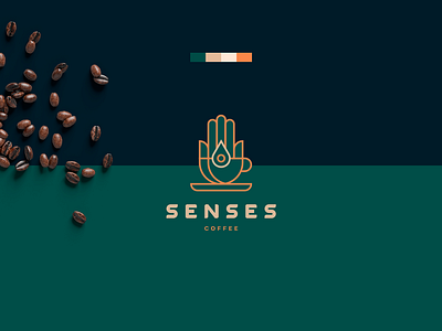 Senses - Coffee Logo / Branding branding coffee coffee shop grid hamsa hand logo logodesign packaging store