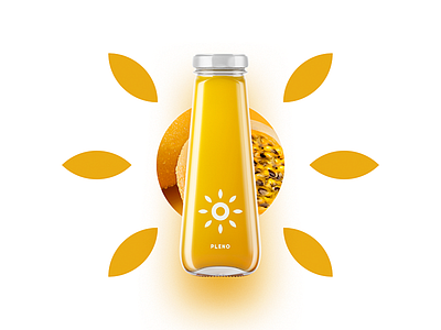Pleno - Juice Packaging / Logo bottle brand branding branding design juice logo packaging sun yellow