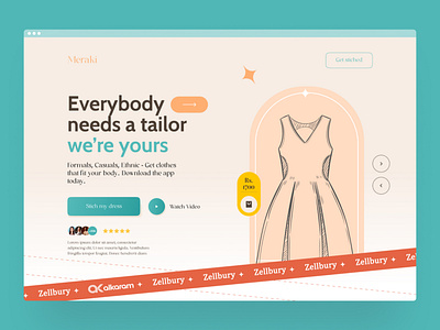 Meraki tailor Landing Page clothes landing page creative web design freelancer landing page stiching stiching landing page stiching web design tailor tailor landing page tailor web design talha talha majeed typography ui ui ux user interface web design