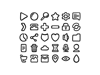 Basic Icons add arrow button gear handdrawn icon icons iconset lineart lock message minus phone plus privacy refresh search seo star stats