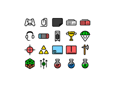 Streaming & Gaming axe console game gaming headphones hp icon icons pack iconset joystick keyboard level up livestream mousepad pc potion rpg streaming triforce twitch