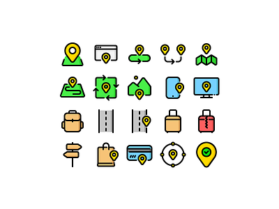 Travel & Navigation backpack baggage icon icons iconset lineart lost map navigation pointer route travel