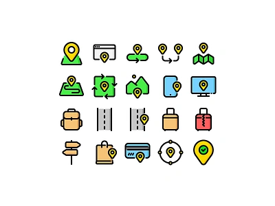 Travel & Navigation backpack baggage icon icons iconset lineart lost map navigation pointer route travel