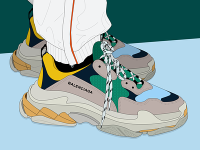 Triple S design illustration sneakerhead sneakers streetwear vector illustration