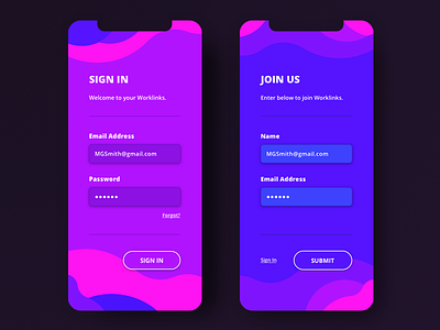 Sign In & Join UI app blue color design interface join photoshop pink sketch type ui ux