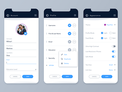 Daily UI Challenge #007 - Settings blue color interface light mode profile settings settings page sketch type ui user profile ux