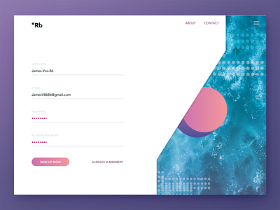 Vintage Sign Up UI design design porn interface landing page purple sign in sign up sketch teal type ui ux