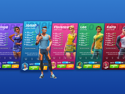 Tennis Clash Character Cards