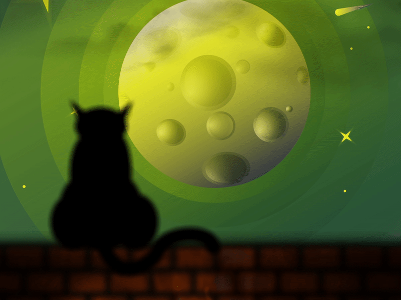 Chat Noir after affects animation cat clouds design illustration kitty illustration moon night noir star universe