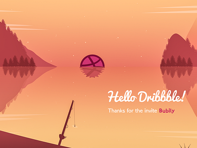 Hello Dribbble! debut illustration sunset