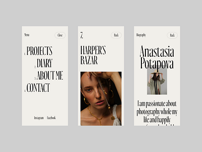 Anastasia Potapova concept mobile photographer typography ui web design