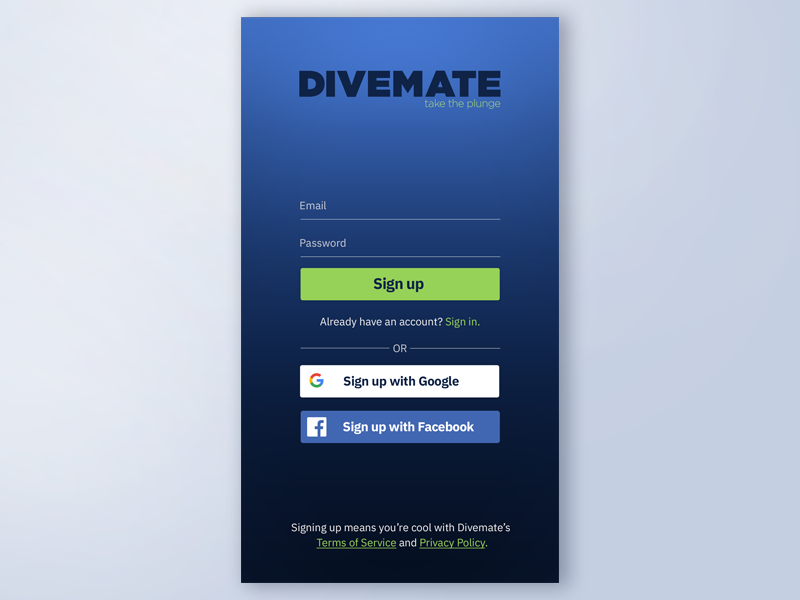Sign up mobile window Daily UI #001 mobile app ui design sign in sign up ui 001 mobile dailyui