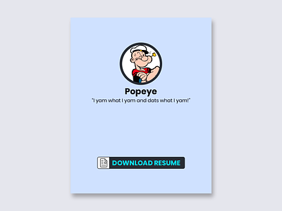 Popeye Resume Download Card design flat graphic design typography ui