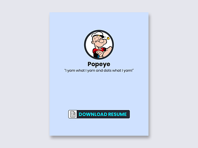 Popeye Resume Download Card