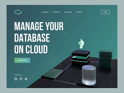 Database Management App 3d art cloud color data database design flat management particle product simple site ui ux web web design webdesign website