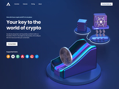 Lexi Wallet App Landing Page 3d 3d animation animation coin color crypto design karakaya landing landing page motion motion graphics nft product ui ux wallet web web page website