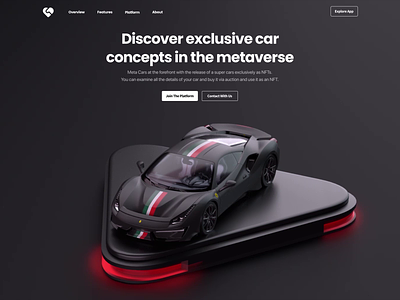Meta Cars Landing Page With 3D Model&Animation 3d 3d animation 3d model animation cars color crypto crypto app crypto design crypto landing page design karakaya landing page metaverse motion graphics nft product ui ux web site