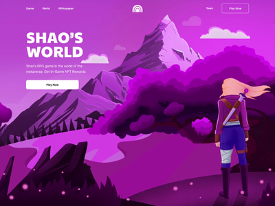 Shao Web Landing Page With Illustration 2d 2d illustration animation color crypto crypto app crypto design crypto game design game game web illustration karakaya landing page metaverse motion graphics nft product ui ux